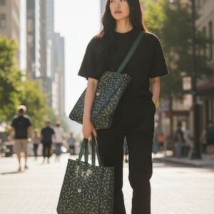 Lululemon Reusable Tote Bags Green Logo Shopper Large Grocery Gym Bags 💵